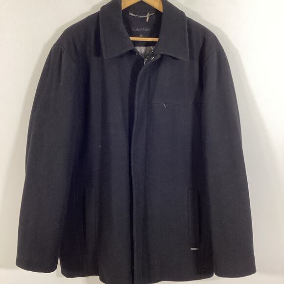 Calvin Klein Mens Jacket Coat Wool Blend Black Medium Minimalist Classic Fall - Picture 12 of 12